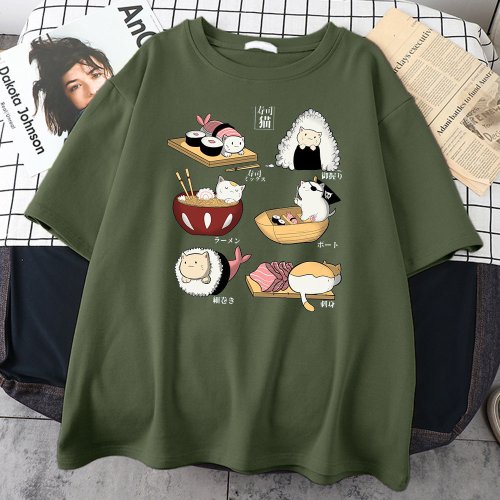 Cute Cat Sushi Short Sleeve