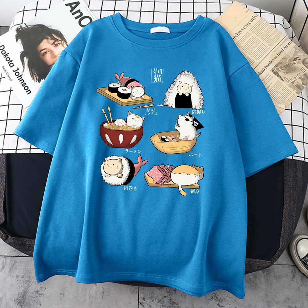 Cute Cat Sushi Short Sleeve