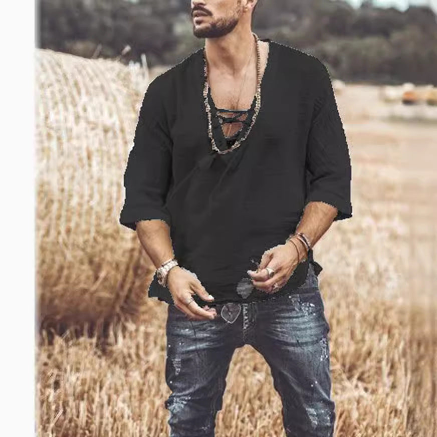 Lace Up Mid Sleeved T-shirt