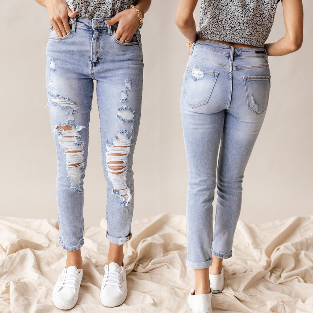 High-Waist Skinny Cropped Denim Pants