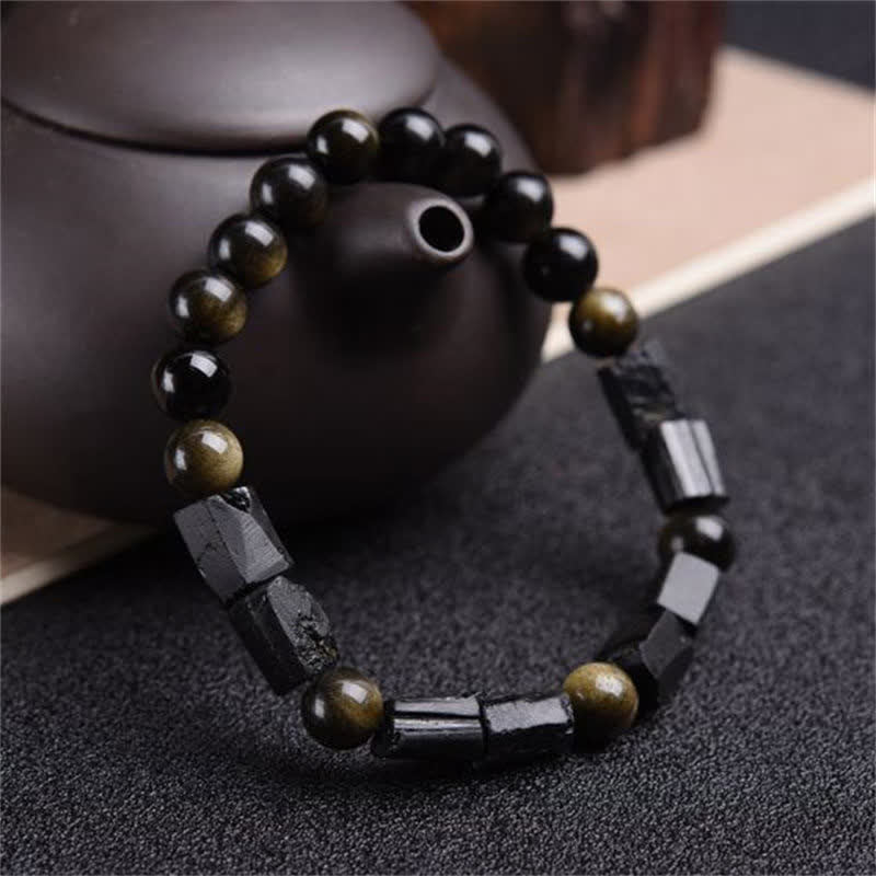 Obsidian Constellation Bead Bracelet