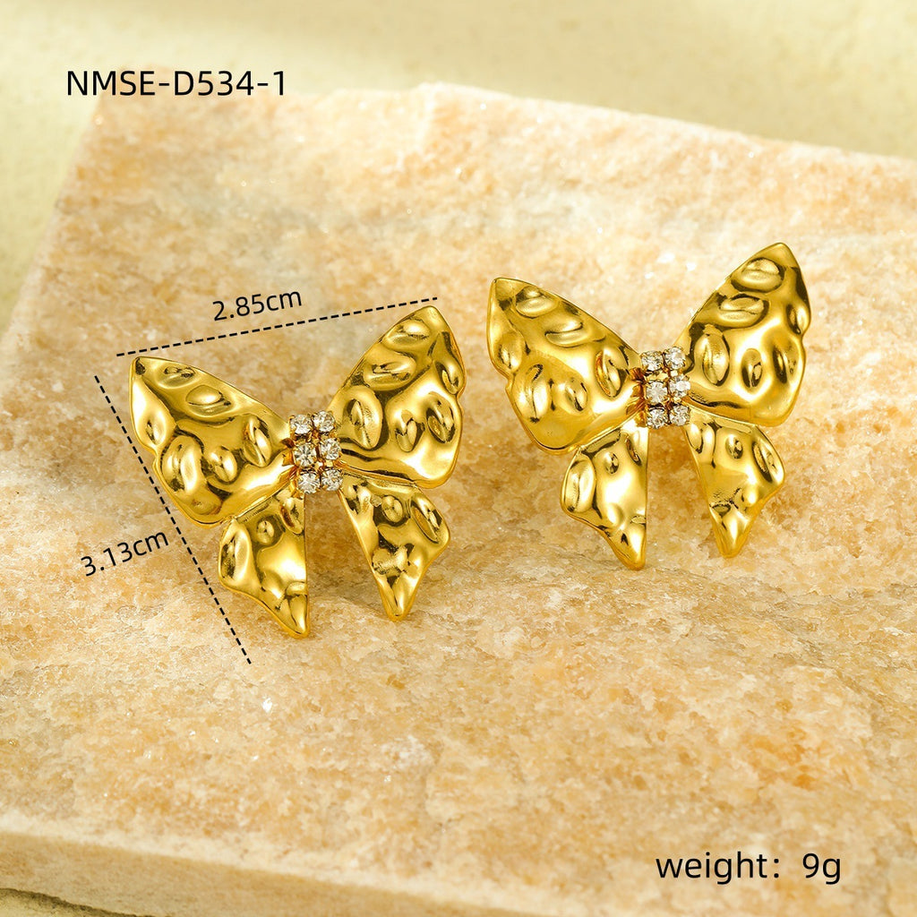 18K Gold-Plated Stainless Steel Bow Earrings – Fashion OL Style