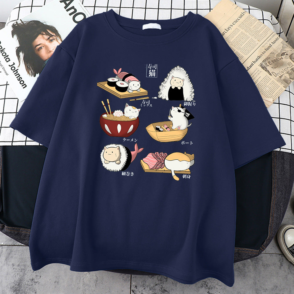 Cute Cat Sushi Short Sleeve