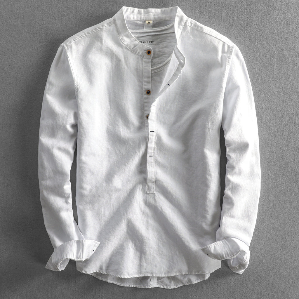 Simple Long Linen Sleeves Shirt