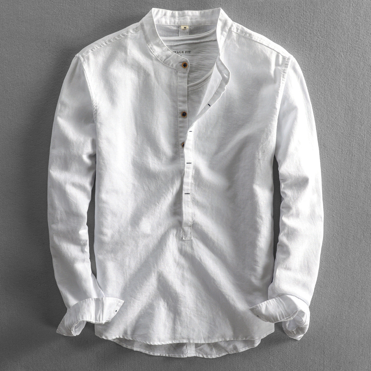Simple Long Linen Sleeves Shirt