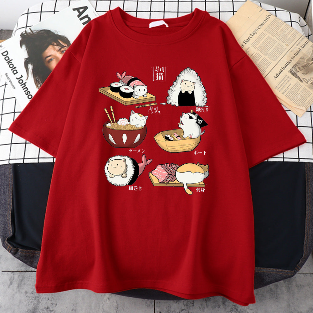 Cute Cat Sushi Short Sleeve