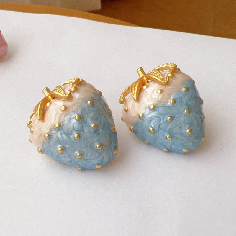 Pastel Strawberry Fruit Earrings – Pastoral Style